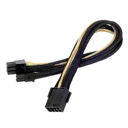 SILVERSTONE Silver Stone Technologies PP07-PCIBG 8 Pin 250 mm Power Cable Extender - Black with Gold PP07-PCIBG
